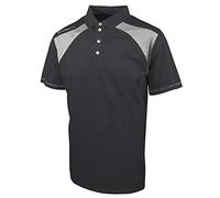 Island Green Golf Mens Contrast Panel Moisture Wicking Flexible Polo Shirt Homme, Anthracite/Gris Acier, L