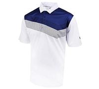 Island Green Golf Mens Contrast Yoke Breathable Moisture Wicking Flexible Polo Shirt Homme, Blanc/Noir, XXXL