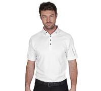 Island Green IGTS1648 Polo de golf performant pour homme avec surpiqûres et technologie CoolPass, Blanc, 3XL