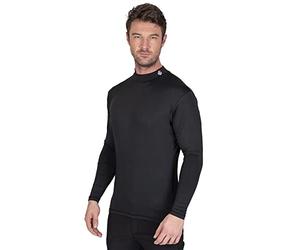 Island Green Mens Thermique Respirant à Manches Longues Couche de Base Flexible et léger, Noir, Taille X-Large