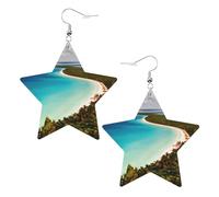 Island of Cuba Boucles d'oreilles en cuir léger en forme d'étoile pour femme Accessoires de mariage quotidien anniversaire, taille unique, Simili cuir
