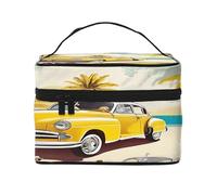 Island of Cuba Grande trousse de maquillage imperméable avec 4 sangles élastiques et compartiments, tissu sergé de qualité supérieure pour voyage et salle de sport., Noir , Taille unique