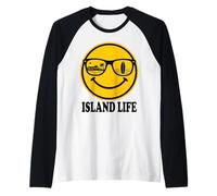 Island Surf Smile Face Lunettes de Soleil Beach Life Vibes Graphic Manche Raglan