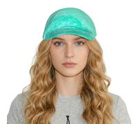 Island with Sandy Beach and Palm Tree Print Baseball Cap for Women - Visor Hat with Attached Head Scarf, Lightweight Summer Sun Hat for Travel Beach Outdoor Black