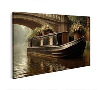 islandburner Edition D2 Impression sur toile Motif bateau canal romantique Décoration de salon pour les amoureux de la nature