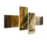 islandburner Edition J1 Lot de 4 tableaux sur toile avec bandes de tissu transparentes aux couleurs douces pour une décoration murale élégante