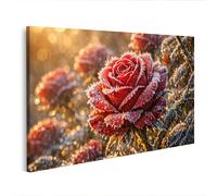 islandburner Edition R2 Impression sur toile Motif rose rouge avec gel au soleil - Décoration murale pour des accents romantiques