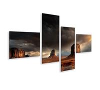 islandburner Edition V1 Tableau sur toile Dramatique Monument Valley Décoration de salon pour les amoureux de la nature 4 pièces