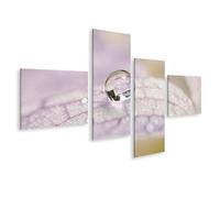 islandburner Edition W1 Tableau sur toile Motif gouttes d'eau sur feuille d'orchidée Macrophotographie œuvre d'art - 4 pièces