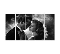 islandburner Humphrey Bogart Impression sur toile 5 parties Motif rencontre rêveuse dans la fumée et le silence en noir et blanc 160 x 80 cm