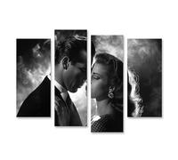 islandburner Humphrey Bogart Impression sur toile Motif rencontre rêveuse en fumée et silence noir et blanc 130 x 80 cm 4 pièces