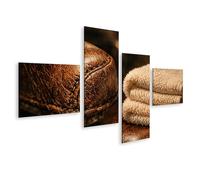 islandburner Image sur toile - Accoudoir élégant en cuir avec serviettes douces pour une touche élégante - 4 pièces - Edition C1