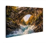 islandburner Image sur toile Arche de pierre majestueuse sur une rivière bruyante dans la lumière dorée - Édition J1
