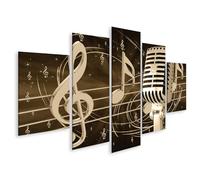 islandburner Image sur toile avec microphone, notes de musique et lignes sonores, arrière-plan, images murales, posters