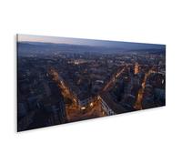 islandburner Image sur toile avec vue du crépuscule d'une ville avec lumières - Panorama