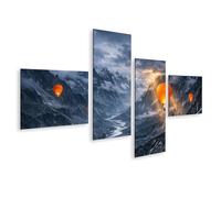 islandburner Image sur toile Ballons panoramiques sur une impressionnante vallée de montagne - 4 pièces - Edition V1