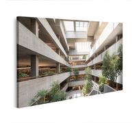 islandburner Image sur toile - Bibliothèque majestueuse - Atrium mural de bureau pour les amateurs d'architecture - Édition I1