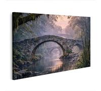islandburner Image sur toile - Brume matinale sur des ponts de pierre sur la rivière - Edition F1