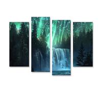 islandburner Image sur toile Cascade mystique sous les aurores boréales Images murales Poster