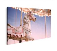 islandburner Image sur toile - Cheval carrousel rêveur - Décoration murale pour salon - Nostalgie pour les romantiques - Edition U1