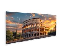 islandburner Image sur toile Colisée de Rome au coucher du soleil pour les amoureux de l'antiquité - Panorama