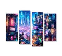 islandburner Image sur toile concept Lovely Anime Cyberpunk ville peinture numérique nuit générée images murales poster