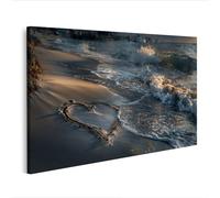 islandburner Image sur toile - Cœur romantique dans le sable - Pour chambre à coucher - Parfait pour les amoureux - Édition N2
