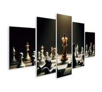 islandburner Image sur toile de qualité supérieure - Scène d'échecs majestueuse dans la lumière dorée du jeu - Images murales