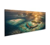 islandburner Image sur toile de rêve îles de cœur dans l'océan au lever du soleil - Panorama
