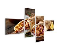 islandburner Image sur toile - Délicieux poulet - Döner Wraps avec légumes frais et sauce au yaourt - 4 pièces - Edition A1