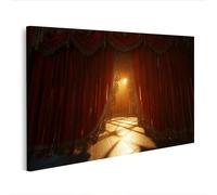 islandburner Image sur toile - Élégant rideau en velours rouge - Style Art déco - Pour décoration murale - Edition Q2