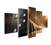 islandburner Image sur toile élégante avec dominos en noir et blanc - 5 pièces - Edition I2