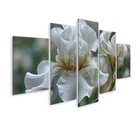 islandburner Image sur toile élégante - Motif fleurs d'iris - Pour salon - Pour les amoureux de la nature - 5 pièces - Edition M1