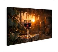 islandburner Image sur toile élégante Verre à vin avec vin rouge au coucher du soleil - Édition Y1