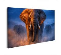 islandburner Image sur toile Éléphant majestueux dans la brume - Décoration murale pour les amoureux des animaux - Édition M1