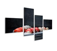 islandburner Image sur toile - Ensemble de sushis frais sur un plat de service élégant - 4 pièces - Édition H1