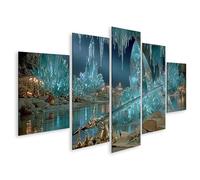 islandburner Image sur toile - Épée mystique dans grotte de cristal - Décoration murale pour le salon - 5 pièces - Édition I1