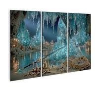 islandburner Image sur toile - Épée mystique dans grotte en cristal - Décoration murale pour salon - Pour les aventuriers - 3 pièces - Edition C1