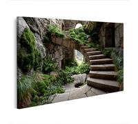 islandburner Image sur toile - Escalier en pierre mystique - Décoration murale pour salon pour les amoureux de la nature - Édition X8