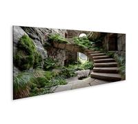 islandburner Image sur toile - Escalier mystique en pierre - Décoration murale pour salon pour les amoureux de la nature - Panorama - Edition X2