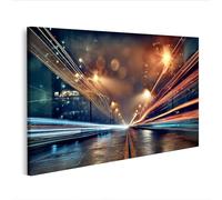 islandburner Image sur toile fascinante Traces de lumière sur pont - Décoration murale pour salon pour les noctambules - Édition H1