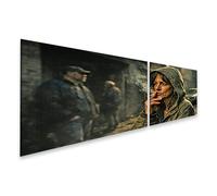 islandburner Image sur toile Femme réfléchie dans un environnement urbain avec cigarette - 2 pièces