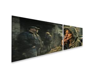 islandburner Image sur toile Femme réfléchie dans un environnement urbain avec cigarette - 2 pièces