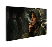 islandburner Image sur toile Femme réfléchie dans un environnement urbain avec cigarette - Edition Z1