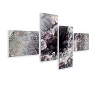 islandburner Image sur toile géode cristal gros plan avec cristaux violets et transparents - 4 pièces - Édition H1