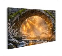 islandburner Image sur toile hyperréaliste d'un ancien pont de pierre au-dessus d'une rivière - Edition V1