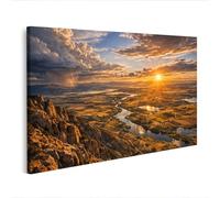 islandburner Image sur toile - Magnifique paysage avec coucher de soleil et rivière - Édition W4