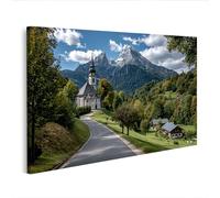 islandburner Image sur toile Majestueuse Église alpine Marie aime - Décoration murale pour salon pour les amoureux de la nature - Édition C1