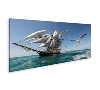 islandburner Image sur toile Majestueuse goélette en haute mer tableau mural salon pour les amateurs d'aventure - Panorama