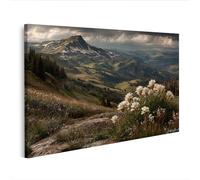 islandburner Image sur toile Majestueuses fleurs des Alpes - Paysage mural pour les amoureux de la nature dans le salon - Edition Y1